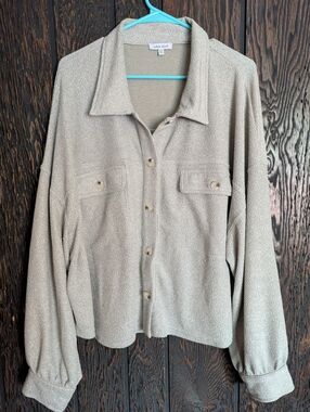 white birch Greya And Silver Button-Front Shirt Jacket